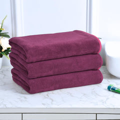 Black Gold The Finer Touch Premium Microfiber Bath Towels 1200 Gsm | Lightweight Ultra-Soft Fade Resistant (Purple) - 3 Pcs