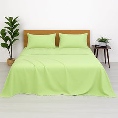 Bedsheets For Double Bed Microfiber Plain Sage Green Solid Bed Sheet Include Pillow Cover, Ultra Soft | 90 X 100 Inch - Ideal For Home, Hotel, Villa, Resort & Guest House