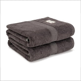 Bathriene 100% Bamboo Large Size Bath Towel 1200 Gsm | Luxury Bath Towel Highly Absorbent, Ultra Soft & Anti Microbial (Midnight Grey) - Pack Of 2