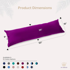 Microfiber Body Side Pillow For Sleeping For Pregnancy, Purple - 53 X16 Inch | Long Cuddle Pillow For Hugging, Relaxing, Washable, Premium Velvet Outer Cover With Zip, Adjustable Pillow