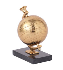 Handcrafted Miniature Metal Earth With Black Marble Base, Mini Globe For Home Decor, World Globe, Accessories For Table, Desk, Showpiece | For Office, Shelves & Gifting (Gold) Pack Of 1
