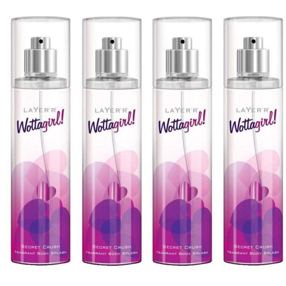 Layer'r Wottagirl Combo Of 4 Secret Crush Fragrant Body Splash 135ml 4.56 Fl.oz. Each | Ideal For Women Layer'r Wottagirl Combo Of 4 Secret Crush Fragrant Body Splash 135ml 4.56 Fl.oz. Each | Ideal For Women