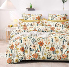 Double Bedsheet For King Size With 2 Matching Pillow Covers - 108 X 108 Inches, Cream | Glace Cotton Printed Bedsheet Lightweight, Soft & Smooth - Ideal For Home, Guest House