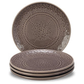 Ceramic Hand Glazed Stoneware Embossed Small Plates Set Of 4 - 7.4 Inch, Ash Grey | Microwave Safe & Dishwasher Safe ā Handcrafted Quarter Plates Set
