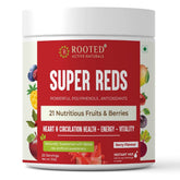 Rooted Actives Super Reds , 21 Nutritious Fruits, Berries & Stevia , No Added Sugar | Rich In Antioxidants, Flavonoids & Polyphenols , Heart, Circulation Health, Energy & Vitality | 250gm 0.5lbs