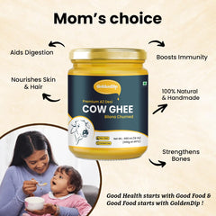 Organic Premium A2 Cow Desi Ghee By Goldendip | Bilona Churned Pure A2 Ghee Makes Your Food Tasty & Healthy | (500ml) 16.9 Ounce | Jar Pack