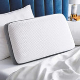 Cooling Gel Memory Foam Pillow, Cervical Pillow, White & Grey, Size - 24 X16 X 3.5 Inch | For Relieving Neck & Shoulder Pain With Free Pillow Cover | For Back, Stomach Sleepers - Set Of 1