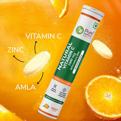 Pure Nutrition Vitamin C + Zinc, 20 Effervescent Tablets Orange Flavour , Amla Extract | Acne Free Skin For Women & Men , Rich In Antioxidants , Boosts Energy, Immunity | 50gm 0.1lbs Each Pack Of 4
