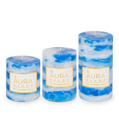SEA BREEZE CHUNK FRAGRANCE PILLAR CANDLE SET OF 3 | PERFECT GIFT SET CANDLES
