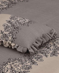 Premium Heavy King Size Bedsheet With 2 Frill Pillow Covers | 72 X 78 Inches, Brown | Double Bed, All-Around Elastic Fitted | Luxurious Comfort & Durability