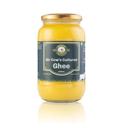 Premium Gir Cow Cultured Ghee By Girgavdi | Pure Daanedaar Desi Ghee Boosts Energy & Glowing Skin | (1 Litr) 33.8 Ounce | Jar Pack