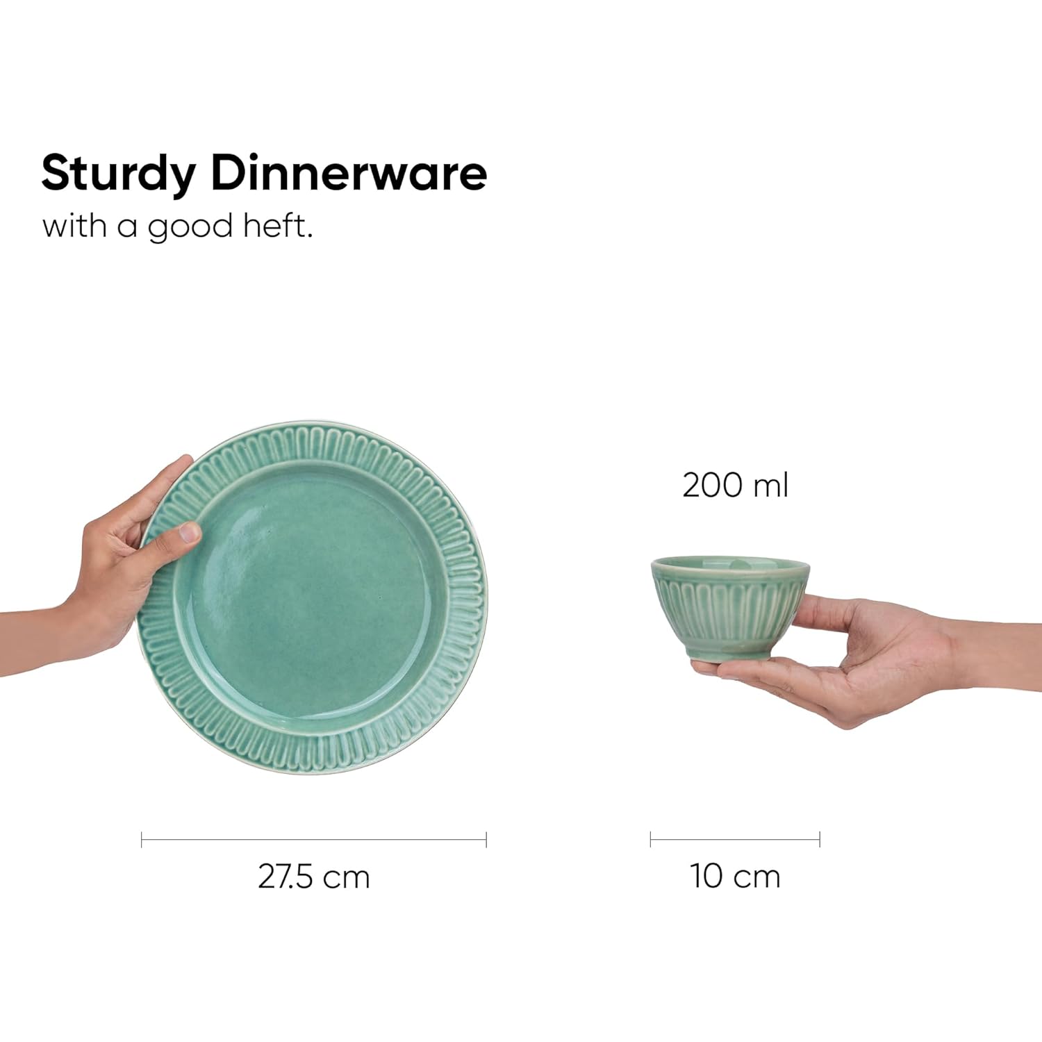 Ceramic Dinner Set Of 12 Pcs, Light Mint | Crockery Set For Dining Table - Dining Sets Crockery Items With Glossy Finish | 6 Dinner Plates+ 6 Veg Bowls, 200ml Each Ceramic Dinner Set Of 12 Pcs, Light Mint | Crockery Set For Dining Table - Dining Sets Crockery Items With Glossy Finish | 6 Dinner Plates+ 6 Veg Bowls, 200ml Each