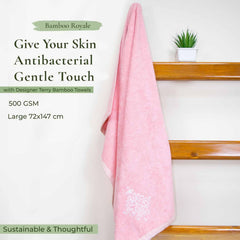 Rangoli 100% Bamboo Bath Towels 500 Gsm | Large Size Ultra Soft, Quick-Absorbent & Eco-Friendly Bath Towels - Peach