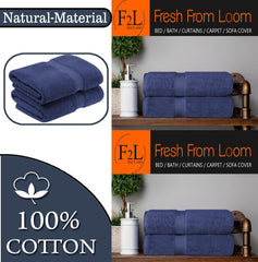 Fresh From Loom Luxury Edition Egyptian 100% Pure Cotton Bath Towel 1200 Gsm | High Water Heavy Soft Dual Stitched Bath Towel (Blue) - 2 Pcs