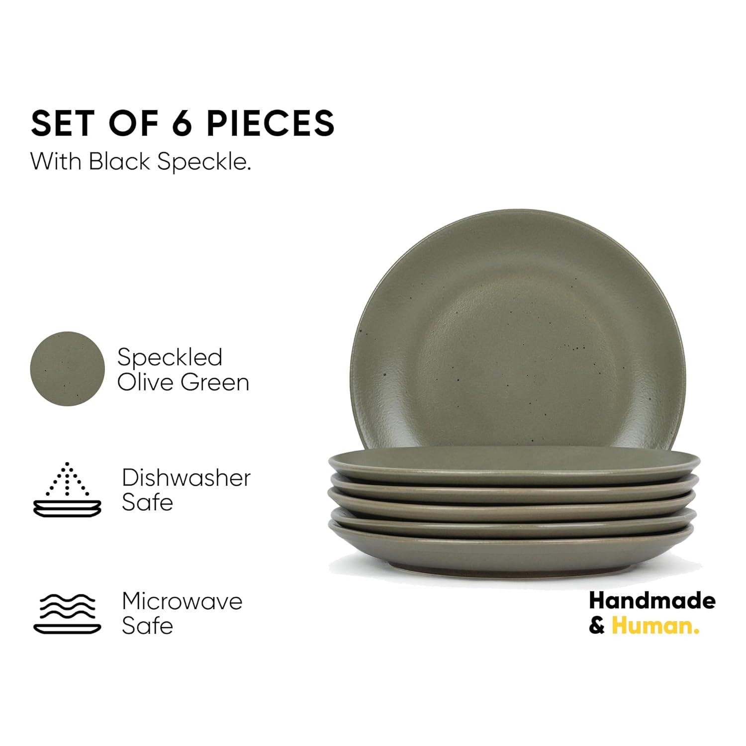 Ceramic Dinner Plates Set Of 6 Pieces, Olive | Ceramic Plates Set With Matte Finish - Premium Stoneware Dinner Plates | Ceramic Olive Dinner Plates - Microwave Safe & Chip Resistant Ceramic Dinner Plates Set Of 6 Pieces, Olive | Ceramic Plates Set With Matte Finish - Premium Stoneware Dinner Plates | Ceramic Olive Dinner Plates - Microwave Safe & Chip Resistant