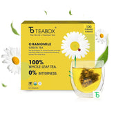 Teabox Premium Chamomile Green Tea - 100 Pyramid Tea Bags | 100% Whole Leaf Green Tea From The Himalayas - Low Caffeine, 0% Bitterness