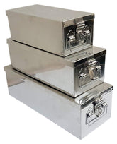 Stainless Steel Safe Locker Boxes For Cash Peti Pooja Jewellery Set Box, Pack Of 3, Size - 8 Inch, 10 Inch, 12 Inch With Plain Design, Special Feature - Portable