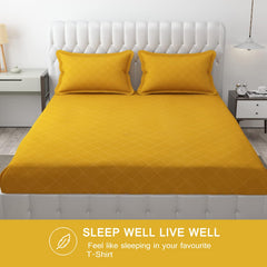 144 TC King Size Bedsheet With 2 Pillow Covers - 90 X 95 Inches | Yellow, Barfi Design Bedsheet | Machine Washable & Wrinkle Resistant