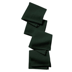Encasa Xo Kitchen Hand Towels Set 350 Gsm | Waffle Weave & Flat Hand Towel | Quick Drying Reusable Cotton Washcloths | Set Of 12 (Green)