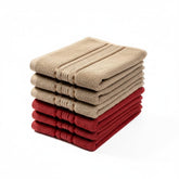 Akiko Home 100% Cotton Essential Series Hand Towels 1200 Gsm | Soft, Absorbent & Durable, Cotton Hand Towel For Bathroom Use, Gentle On Skin- Pack Of 6 (Beige & Maroon)