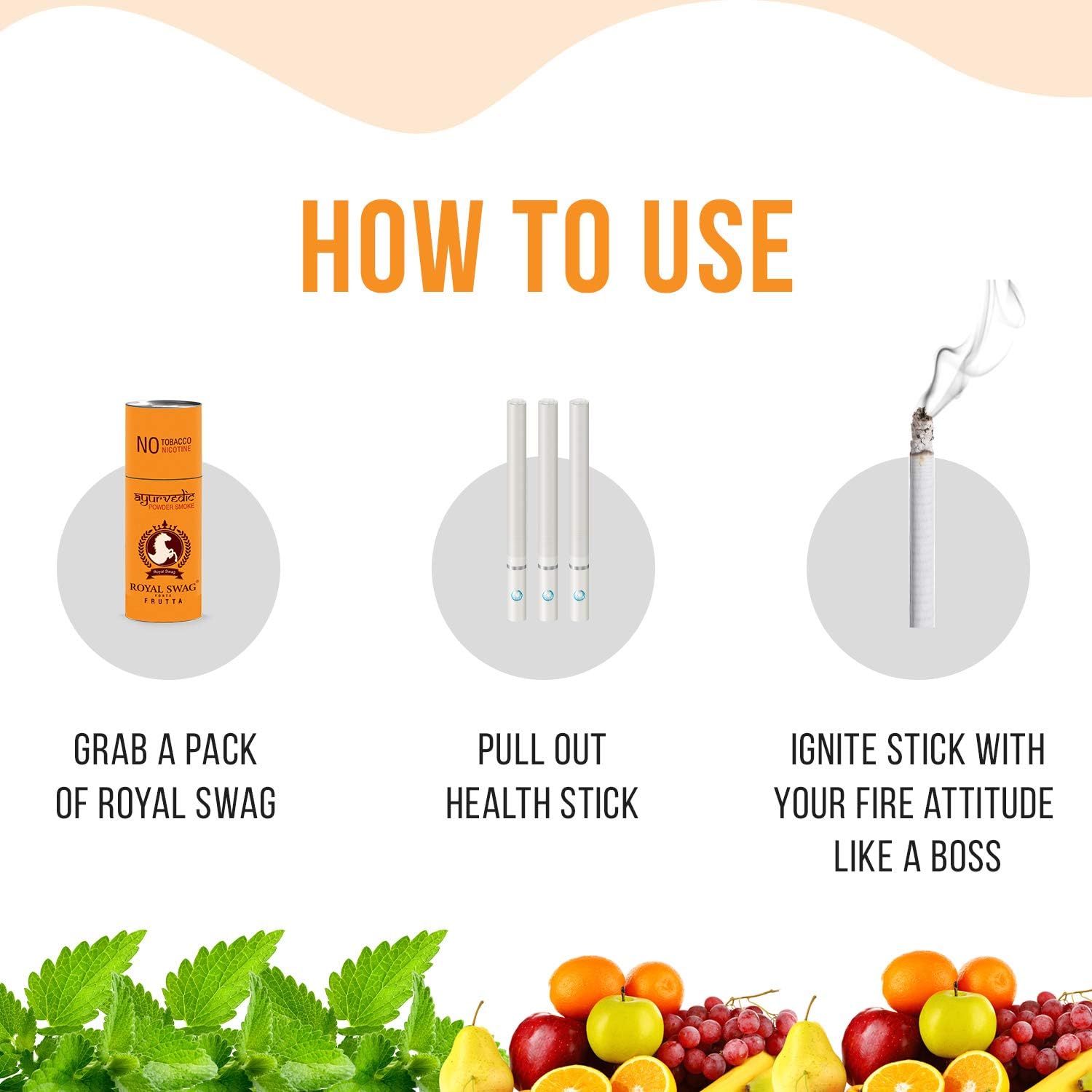 Royal Swag Ayurvedic & Herbal Cigarette, Frutta Flavour Smoke Tobacco Free Cigarettes With Shot - (15 Sticks, Shot -1) Royal Swag Ayurvedic & Herbal Cigarette, Frutta Flavour Smoke Tobacco Free Cigarettes With Shot - (15 Sticks, Shot -1)
