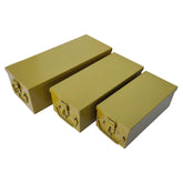 Stainless Steel Locker Boxes Jewellery Boxes Cash Peti, Pack Of 3, Size -8.2 Inch, 10.2 Inch, 12.2 Inch. With Powder - Coated Gold Finish, Special Feature - Portable