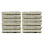 Mush 100% Bamboo Face Towel 2400 Gsm | Ultra Soft, Absorbent, Quick Dry Towels For Facewash, Gym, Pool, Sports, & Travel - Cream (Pack Of 12)