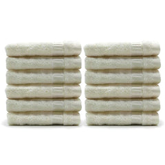 Mush 100% Bamboo Face Towel 2400 Gsm | Ultra Soft, Absorbent, Quick Dry Towels For Facewash, Gym, Pool, Sports, & Travel - Cream (Pack Of 12)