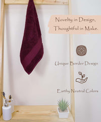 Rangoli Soft Absorbent Durable Towels Earthly Egyption Cotton Plush Oversized Small Size Bath Towel 400 Gsm (Maroon)