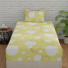 Beautiful Single Bedsheet With 1 Pillow Cover - 55 X 88 Inches, Yellow | Cotton Bedsheet Is Naturally Comfortable