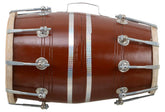 18 Inch Wooden Dholak Indian Folk With Cover, Brown - Indian Folk Musical Instrument Drum Nuts N Bolt