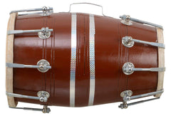 18 Inch Wooden Dholak Indian Folk With Cover, Brown - Indian Folk Musical Instrument Drum Nuts N Bolt
