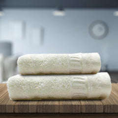 Mush 100% Bamboo Face & Hand Towel 450 Gsm | Ultra Soft, Absorbent, Quick Dry Towels For Facewash, Gym, Pool, Sports, & Travel - Cream (Pack Of 2)