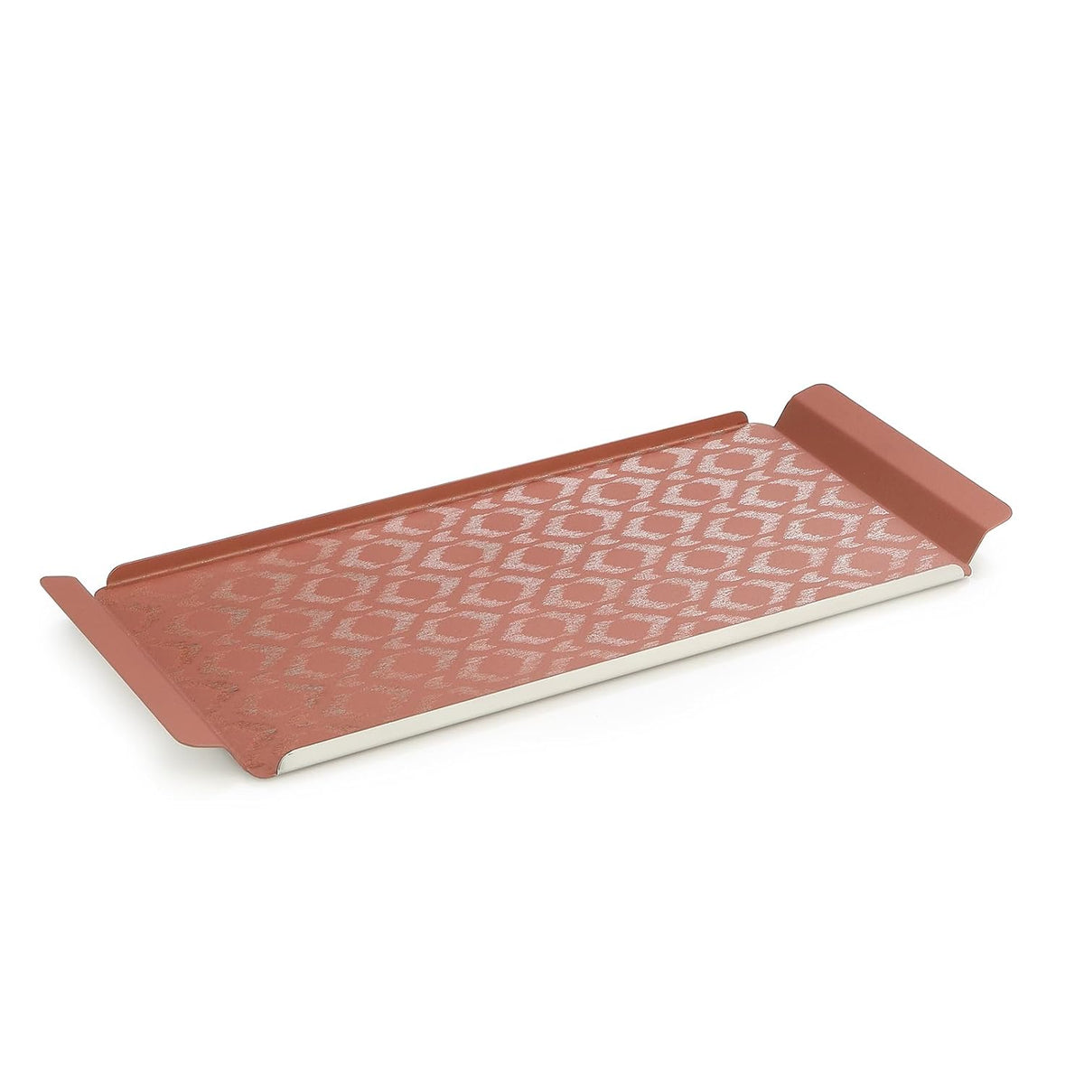 Designer Pink Stainless Steel Tray - Large, Ikat Series | Multipurpose Serving Platter - Premium Serve Ware, Dinnerware & Tableware