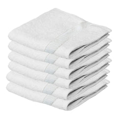 Kuber Industries Cotton Face Towel 400 Gsm Large Size | Multiuses Dot Printed Soft Cotton Face Towel (White)- Pack Of 6