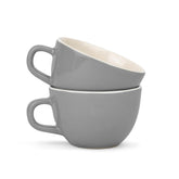 Large Ceramic Coffee Cup Set Of 2 - Grey, 300ml Each | Cappuccino Cup With Glossy Finish - Large Ceramic Coffee Cup | Premium Stoneware Coffee Cup - Microwave Safe
