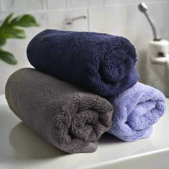 Heelium Bamboo Hand Towel 600 Gsm | Ultra Absorbent & Anti-Bacterial 3x Softer Than Cotton Towels (Iris, Blue & Grey)- Pack Of 3