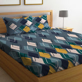 Elastic Fitted Printed Queen Size Double Bed Bedsheet With 2 Pillow Covers | 60 X 78 X 10 Inches, Multicolor | Super Soft Premium Brushed Glace Cotton Material