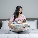 Feeding Pillow For New Born Baby, 5 In 1 Multipurpose Use, Moonshine Color | Nursing Pillow With Belt & Hoop For Breastfeeding With Cotton Removable Cover | Baby Support Pillow