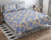 100% Cotton Double Bed Bedsheet Set With 2 Matching Pillow Covers | 90 X 90 Inches, Grey & Beige - Ideal For Villas, Guest Houses, & Daily Home Use Double Bedsheet