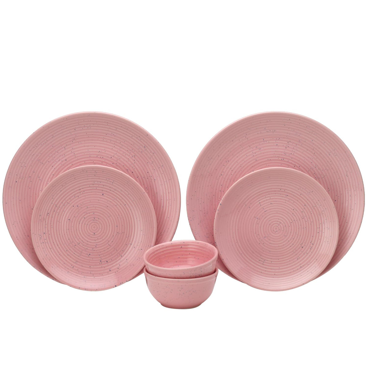 Handcrafted Ceramic Stoneware Dinner Set Of 6 Pcs - Pastel Pink | 2 Dinner Plates, 10.6 Inch Each + 2 Small Plates, 7.4 Inch Each + 2 Small Dinner Bowl, 180ml Each | Microwave & Dishwasher Safe