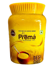 Pure Natural Desi Ghee By Prema | Homemade Rich In Taste & Nutrients Desi Ghee Perfect For Cooking Frying & Sauteing | (1 Litr) 33.8 Ounce | Jar Pack