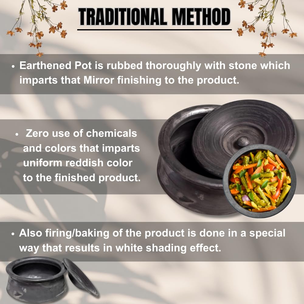 Exclusive Range Unglazed Clay Handi With Lid 3 Liters, Black | Biryani Handi - Earthen Pots With Lid Exclusive Range Unglazed Clay Handi With Lid 3 Liters, Black | Biryani Handi - Earthen Pots With Lid