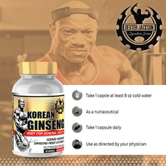 ?Dexter Jackson Korean Ginseng, Traditional Korean Ginseng, Gluten - Free, Boost Immunity & Safe Formula | 60 Capsules 100gm 0.2lbs