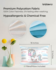 Kids Pillow Cushion With Super Soft Fabric, Animal & Cartoon Prints - 12x18 Inches | Dual Sided Design, Durable & Easy Care | Large & Versatile, Multi-Purpose, Made In India - Design 19