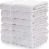 Vordvigo 100% Cotton Large Full Size Bath Towels 2400 Gsm | Super Soft Absorbent Antibacterial Hotel & Spa Bath Towel (White) - 6 Piece