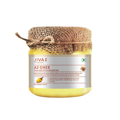 Natural Gir Desi Cow A2 Ghee By Jiva | Source Of Vitamins C, E & K Healthy Desi Ghee Perfect For Parathe | 600ml (300ml * 2) 20.2 Ounce | Jar Pack