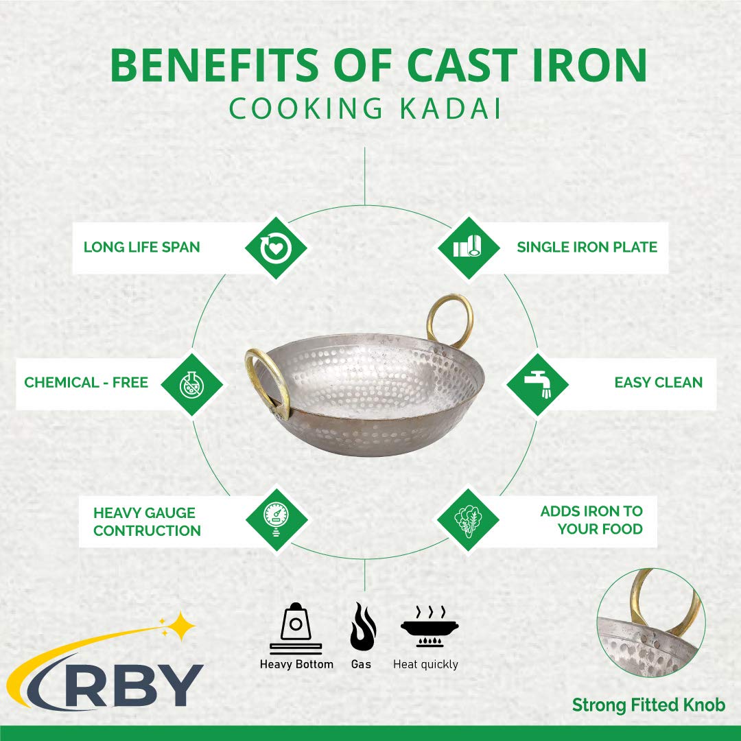 Heavy Base Silver Iron Matthar Or Hammered Kadhai, 700ml | Kadai With Handle For Kitchen - Deep Frying Kadai Free Stainless Steel Scrubber Heavy Base Silver Iron Matthar Or Hammered Kadhai, 700ml | Kadai With Handle For Kitchen - Deep Frying Kadai Free Stainless Steel Scrubber
