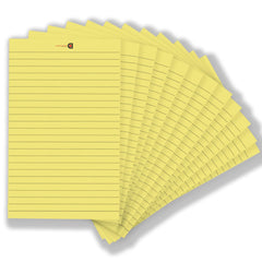 Wide Ruled 5x 8 - Inch 50-Sheet Lined Writing Note Pad, For Everyday Use (Yellow) Pack Of 12
