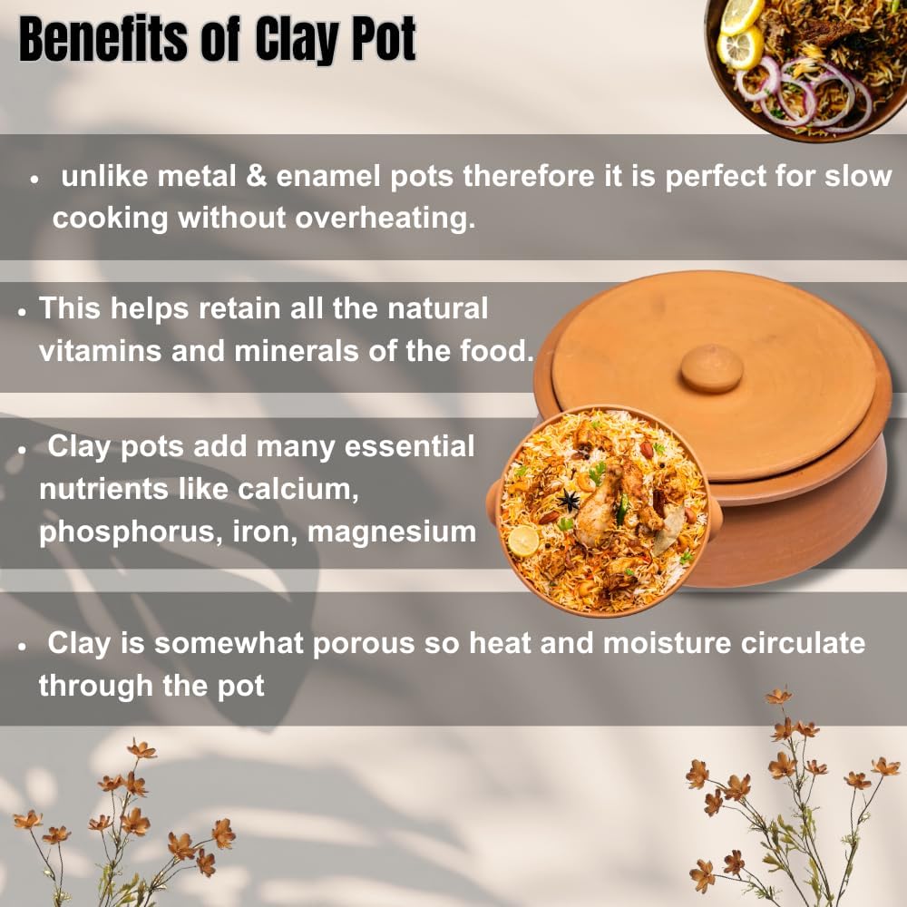 Exclusive Range Unglazed Clay Handi | Earthen Kadai | Clay Pot For Cooking & Serving -1.5 Liters Pack Of 2, Red-Ochre (Gerua) Exclusive Range Unglazed Clay Handi | Earthen Kadai | Clay Pot For Cooking & Serving -1.5 Liters Pack Of 2, Red-Ochre (Gerua)
